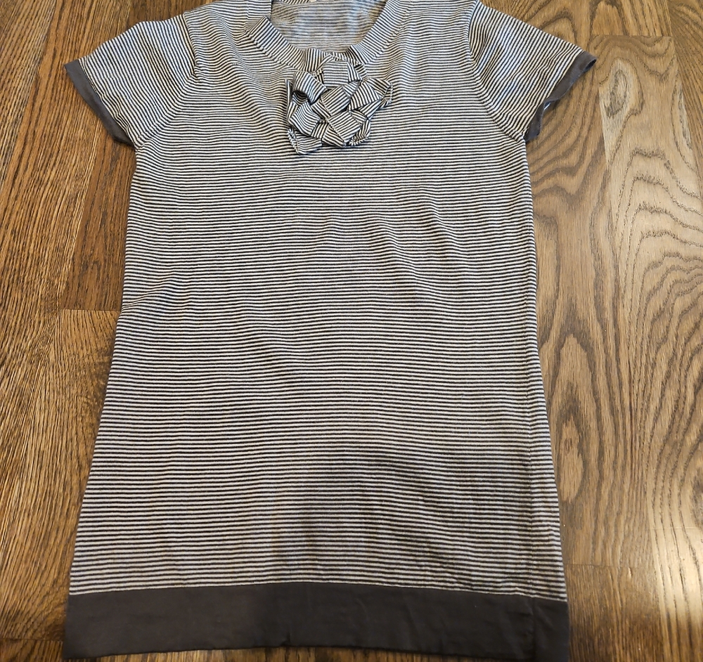 Paul Smith Short Sleeve Brown White Striped Sweater Size M